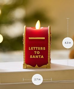Holiday Red Flamless Candle Santa Mailbox