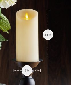 Ivory Flameless Candle Pillar - Scallop Top - 3