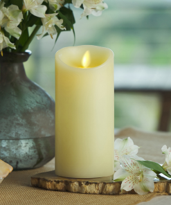 Ivory Flameless Candle Pillar - Scallop Top Vanilla Scented - 3.5” Width
