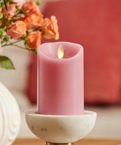 Blooming Mauve Scallop Flameless Candle Pillar
