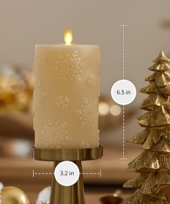 White Swan Embossed Snowflake Flameless Candle Pillar