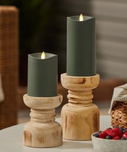 Loden Green Outdoor Flameless Candle Pillar