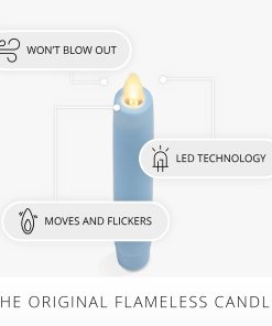 Airy Blue Flameless Candle Tapers - Flat Top - 6.75