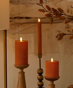 Glitter Marmalade Ribbed Flameless Candle Pillar