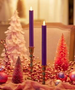 Purple Flameless Candle Tapers - Set of 2