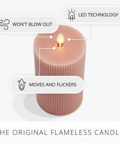 Soft Clay Flameless Candle Ribbed Pillar