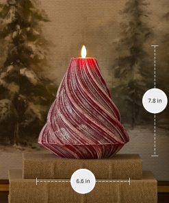 Holiday Red Glitter Swirl Flameless Candle Tree