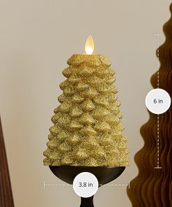 Rich Gold Glitter Flameless Candle North Tree