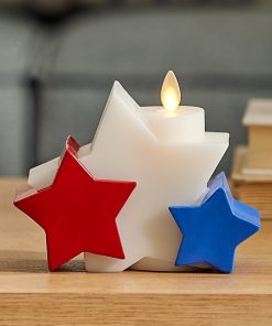Bright White Liberty Stars Flameless Candle