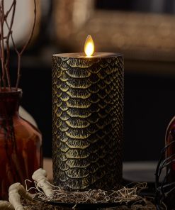 Black and Gold Snakeskin Flameless Candle Pillar
