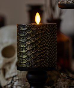 Black and Gold Snakeskin Flameless Candle Pillar