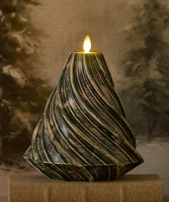 Holiday Green Glitter Swirl Flameless Candle Tree