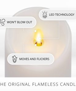 White Flameless Candle Pillar - Scallop Top - 3