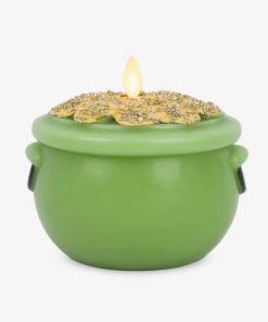 Lucky Green Flameless Candle Pot of Gold