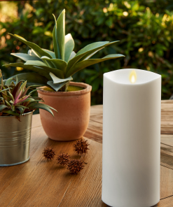 Outdoor Flameless Ivory Pearl Candle Pillar - Melted Top - 3.75