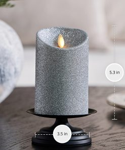 Brilliant Silver Glitter Flameless Candle Pillars