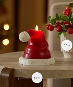 Holiday Red Santa Hat Flameless Candle