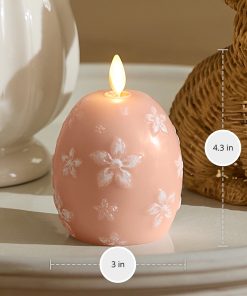 Dusky Rose Flameless Candle Floral Egg