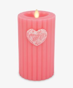 Sweet Pink Ribbed Flameless Candle Pillar
