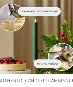 Holiday Green Flameless Candle Taper