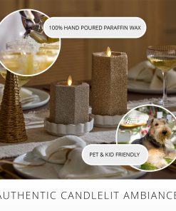 Champagne Glow Hexagon Flameless Candle Pillar