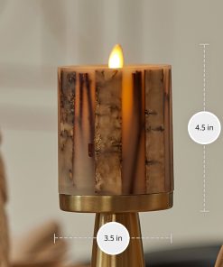 Ivory Embedded Birch and Twigs Flameless Candle Pillar