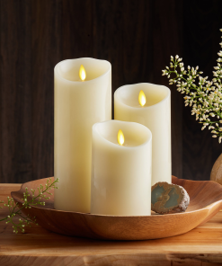 Ivory Flameless Candle Pillar - Scallop Top - 3.5" Width
