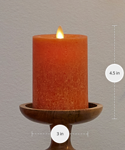 Harvest Pumpkin Seaglass Flameless Candle Pillar