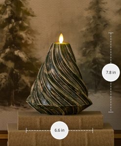 Holiday Green Glitter Swirl Flameless Candle Tree