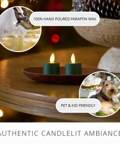 Set of 2 Holiday Green Flameless Candle Tealights