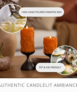 Marmalade Embossed Leaves Flameless Candle Pillars