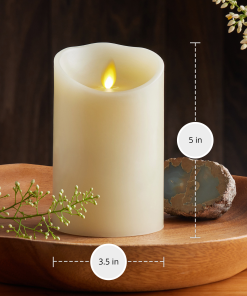 Ivory Flameless Candle Pillar - Scallop Top - 3.5