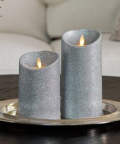 Brilliant Silver Glitter Flameless Candle Pillars