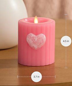 Sweet Pink Ribbed Flameless Candle Pillar