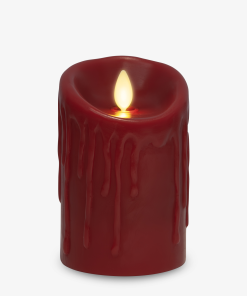 Burgundy Wax Drip Flameless Candle Pillar
