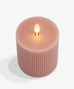 Soft Clay Flameless Candle Ribbed Pillar