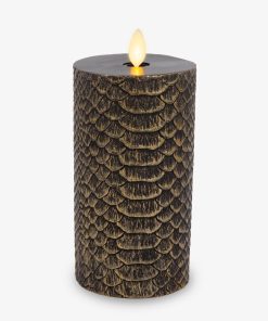 Black and Gold Snakeskin Flameless Candle Pillar