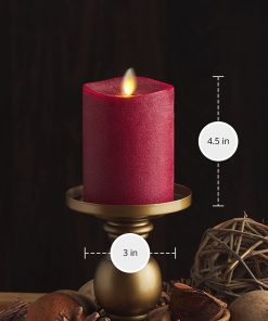 Chalky Red Flameless Candle Pillar