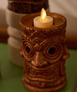 Golden Oak Wraparound Tiki Candle Holder
