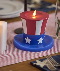 Red, White & Blue Flameless Candle Patriotic Hat