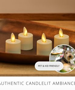 Set of 4 Pearl Ivory Flameless Candle Tealights - Extended Battery Life