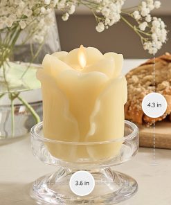 Lemon Chiffon Flameless Candle Rose Bud
