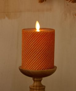 Glitter Marmalade Ribbed Flameless Candle Pillar
