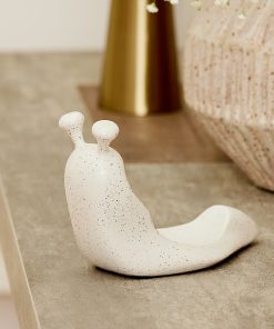 White Speckled Ceramic Snail Candle Holder for Spring Flameless Candle Spheres