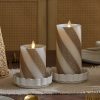 Champagne Glow Candy Cane Glitter Flameless Candle Pillar