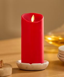 True Red Flameless Candle Pillar - Scallop Top - 3
