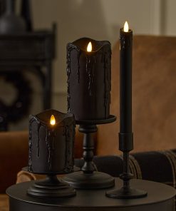 Glitter Black Wax Drip Flameless Candle Taper