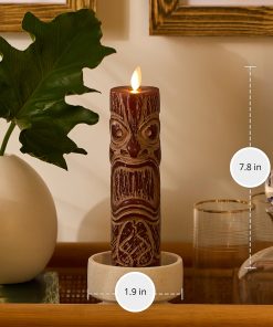 Cherry Mahogany Chalky Slim Tiki Flameless Candle Pillar