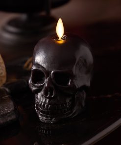 Black Small Flameless Candle Skull