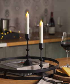 White Flameless Candle Tapers - Flat Top - 6.75" Height - Set of 2
